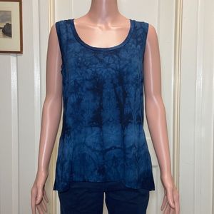 Large Tahari Blue Sleeveless High Low Tank Top